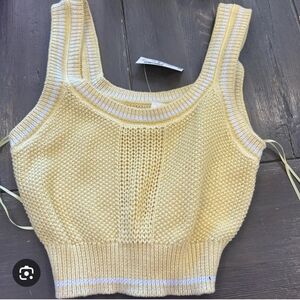 Aeropostale Yellow Ribbed Crop Tank Top